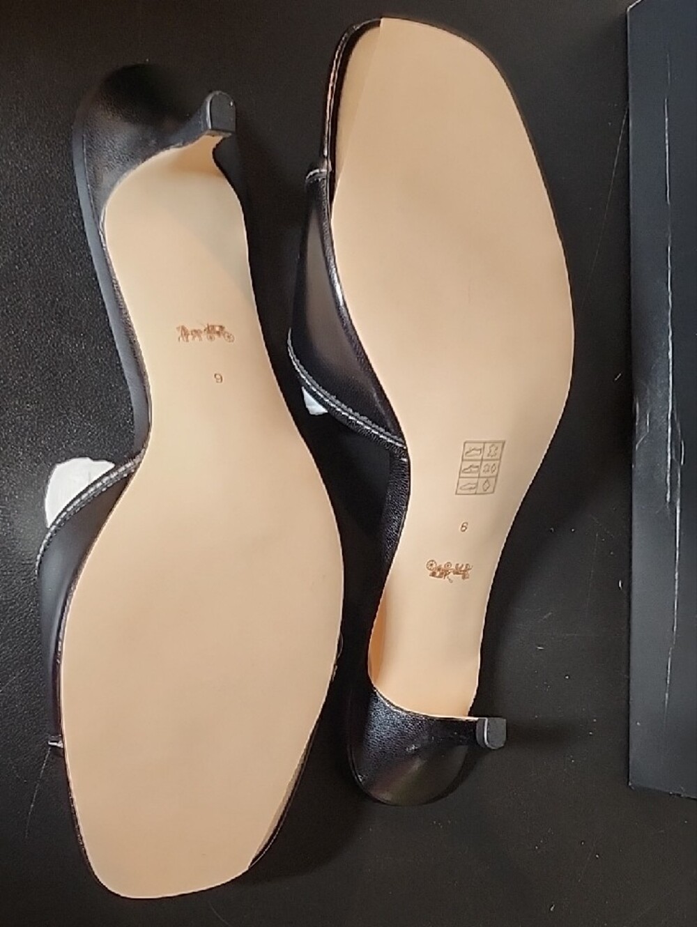 Coach Margo Black Leather Buckle Kitten-Heel Slides - Picture 8 of 10